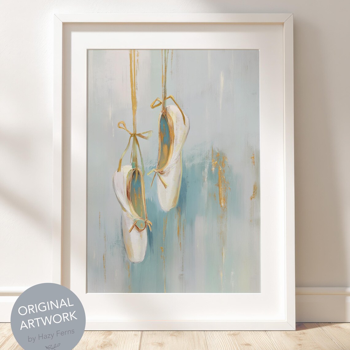 Ballerina Pointe Shoes, Minimalist Ballet Art Print