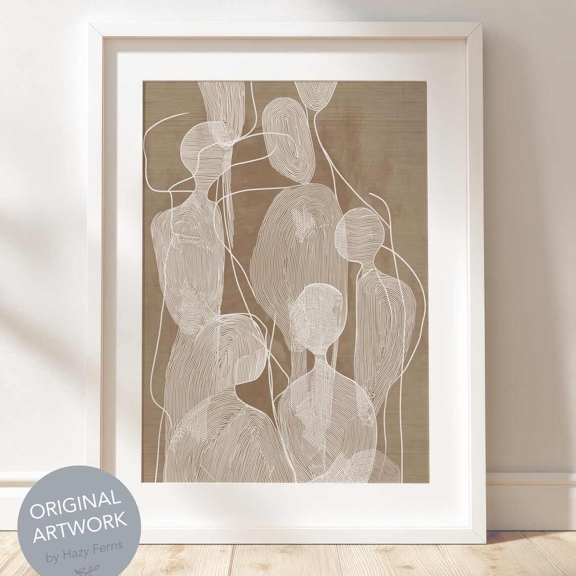 Neutral Boho Abstract Figure Print Beige Minimalist Decor