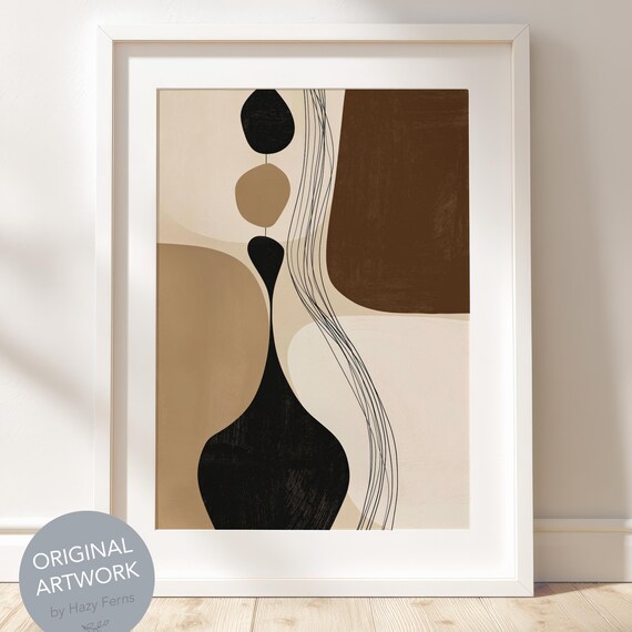 Neutral Abstract Figures, Boho Minimalist Decor Print