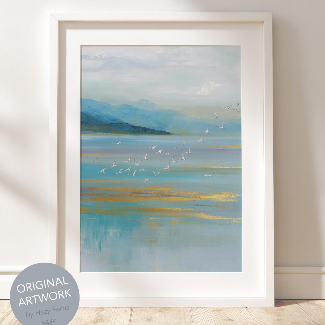 Coastal Bird Art Print, Minimalist Sea Scene