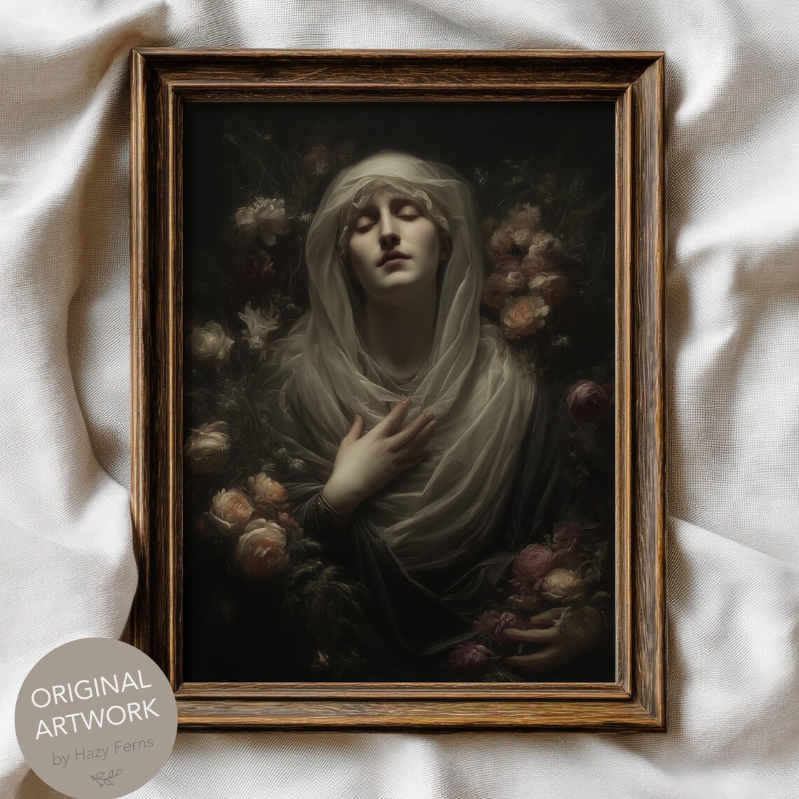 Virgin Mary With Downcast Eyes, Gothic Art Print