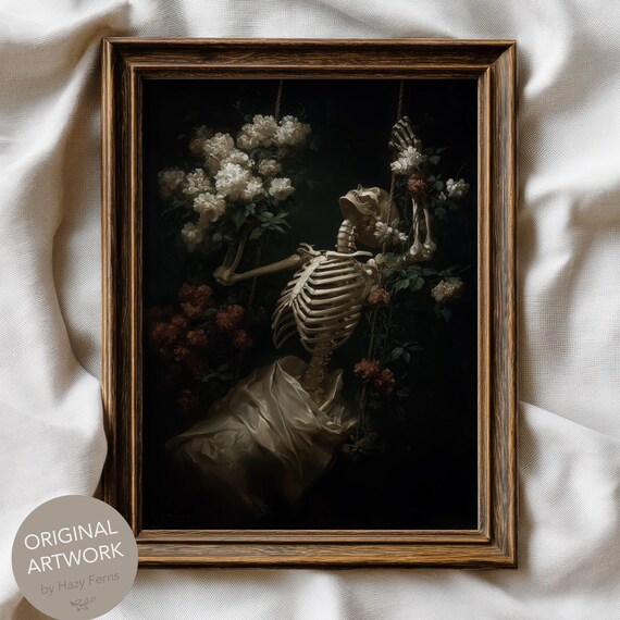 Ribcage Filled With Flowers Dark Academia Gothic Fine Art Print