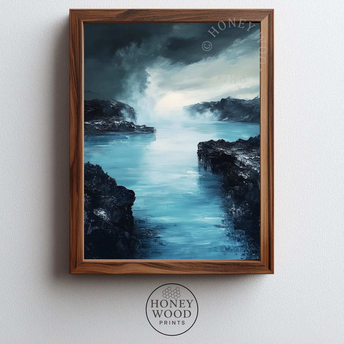 Iceland Blue Lagoon Moody Geothermal Lagoon Oil Painting Wall Art