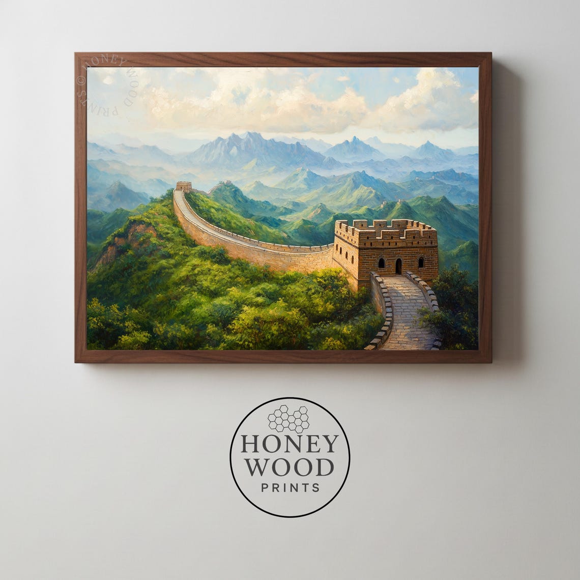 Great Wall Of China Vintage Landscape Watchtower Mountain Scenic Print