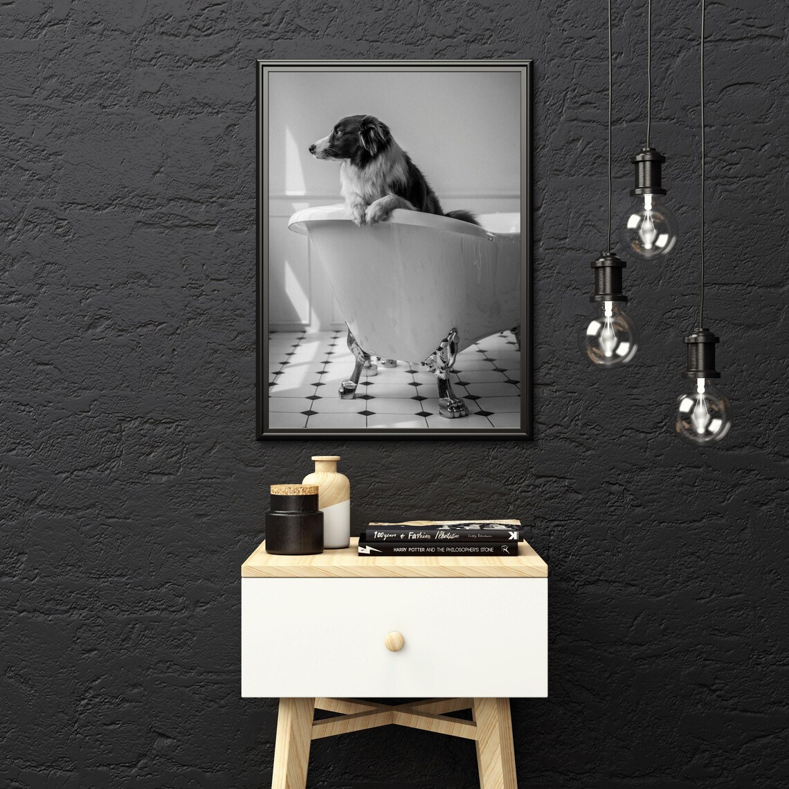 Dog in Vintage Bathtub, Black and White Photography - Image 6