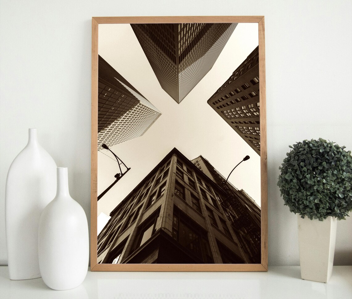 Urban Skyscraper Perspective, Modern Cityscape Art Print - Image 5