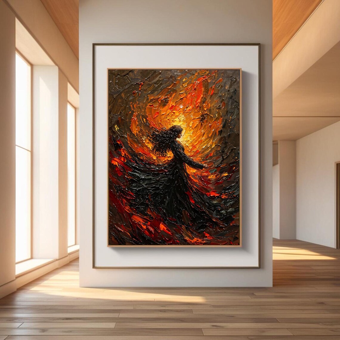 Fiery Soul Abstract Oil Style Dark Fantasy Woman - Image 5