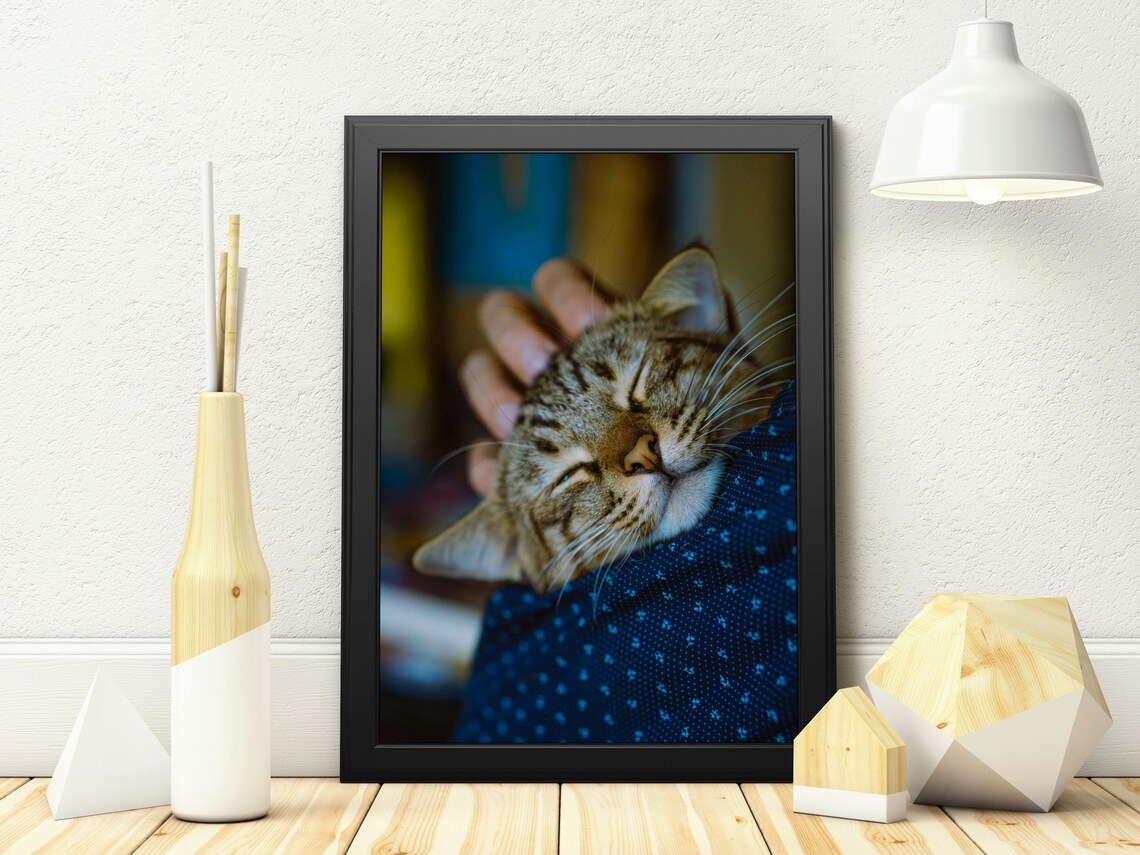 Cozy Moment of a Happy Cat, Tabby Cat Art - Image 6