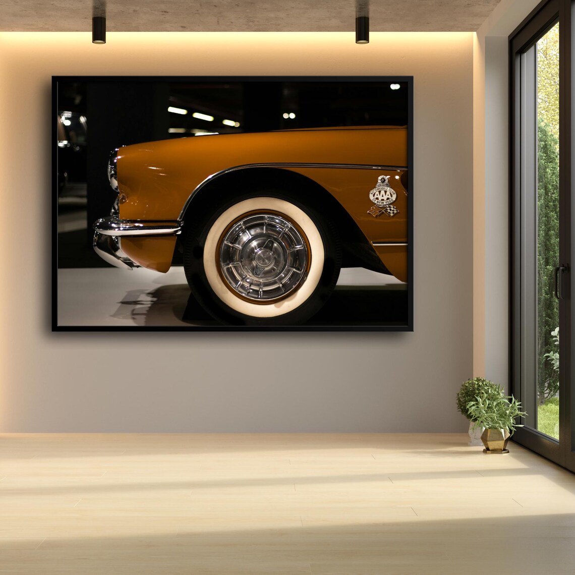Vintage Car Wheel, Retro Automotive Wall Decor