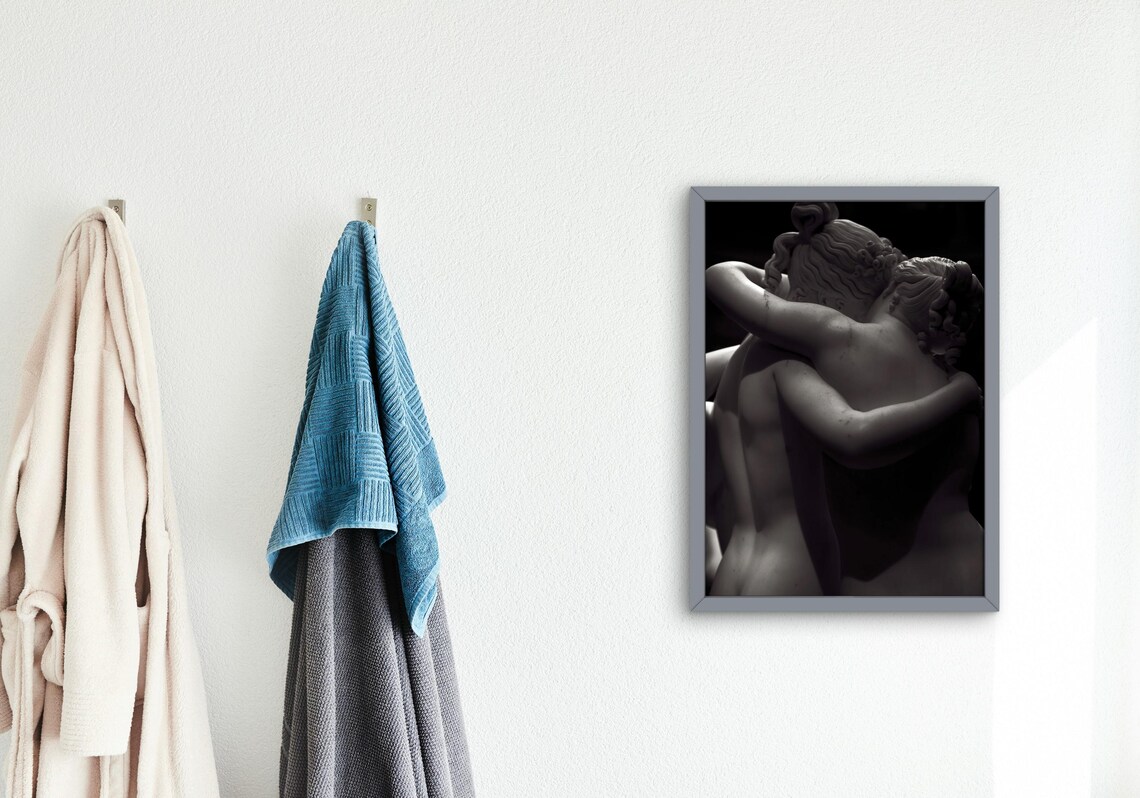 Marble Embrace Romantic Sculpture Art Print - Image 4