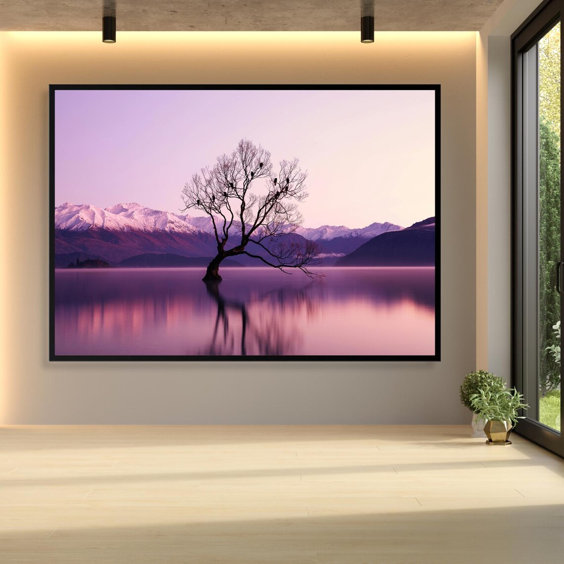 Serene Sunset Landscape With Lone Tree, Mountains - Image 5