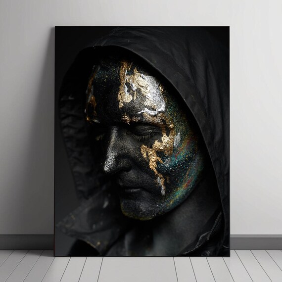 Dark Hooded Figure With Gold Accents, Mystical