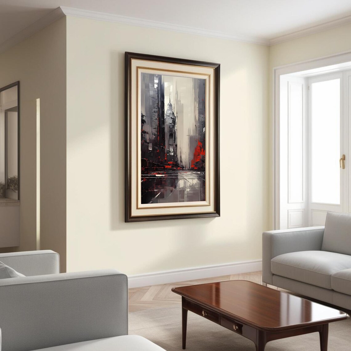 Modern Abstract Cityscape Art Print, Urban Skyline - Image 4