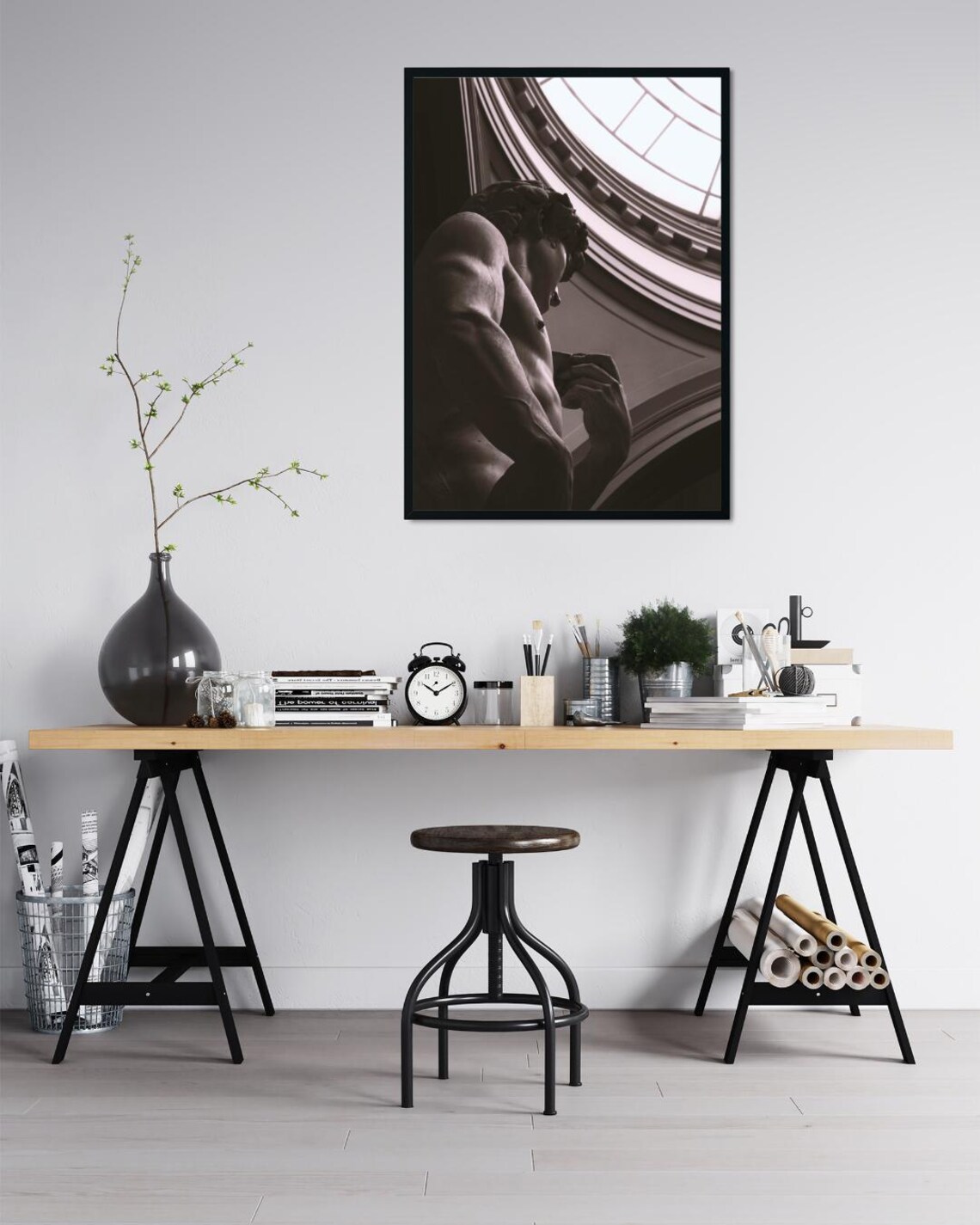 David Statue Sepia Tones, Minimalist Art Print - Image 5