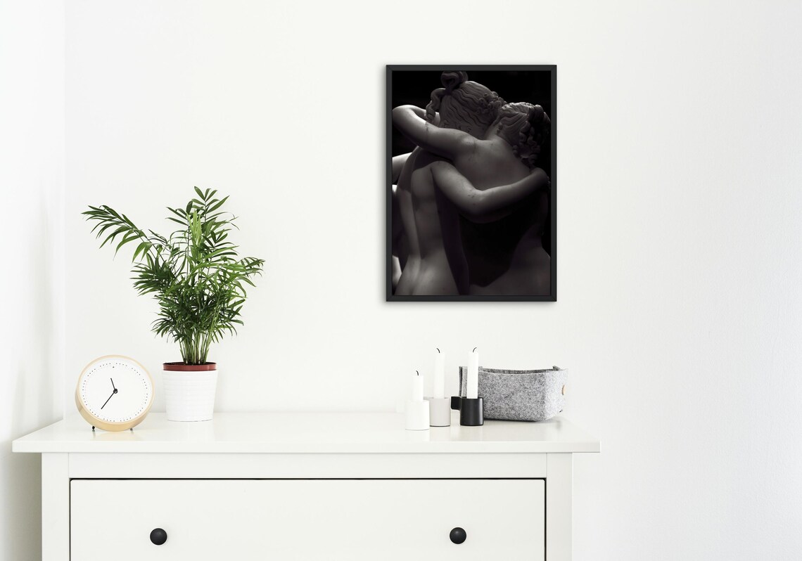 Marble Embrace Romantic Sculpture Art Print - Image 3