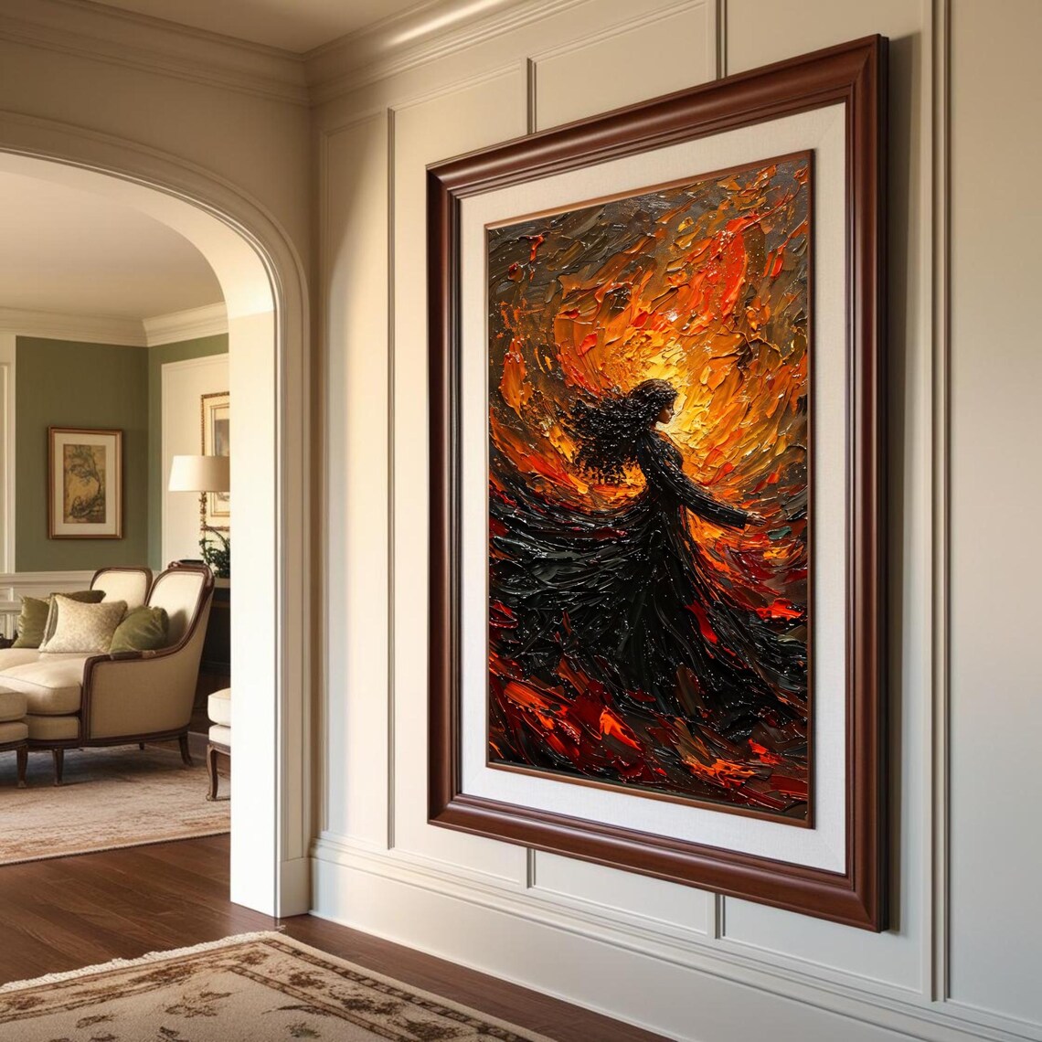 Fiery Soul Abstract Oil Style Dark Fantasy Woman - Image 4