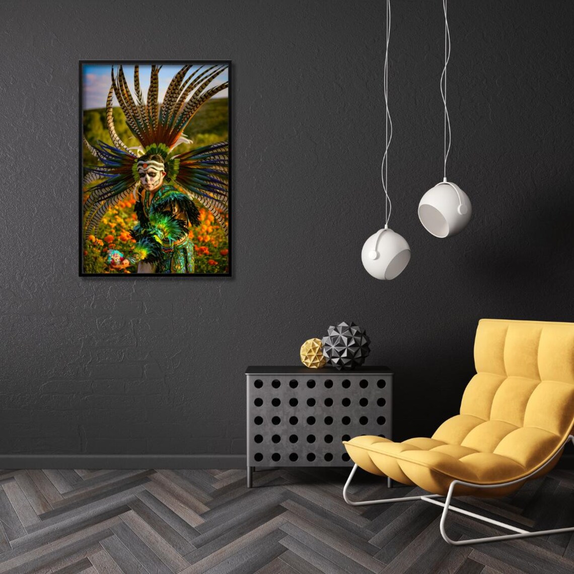 Aztec Warrior Art Print, Dia De Los Muertos Costume - Image 3