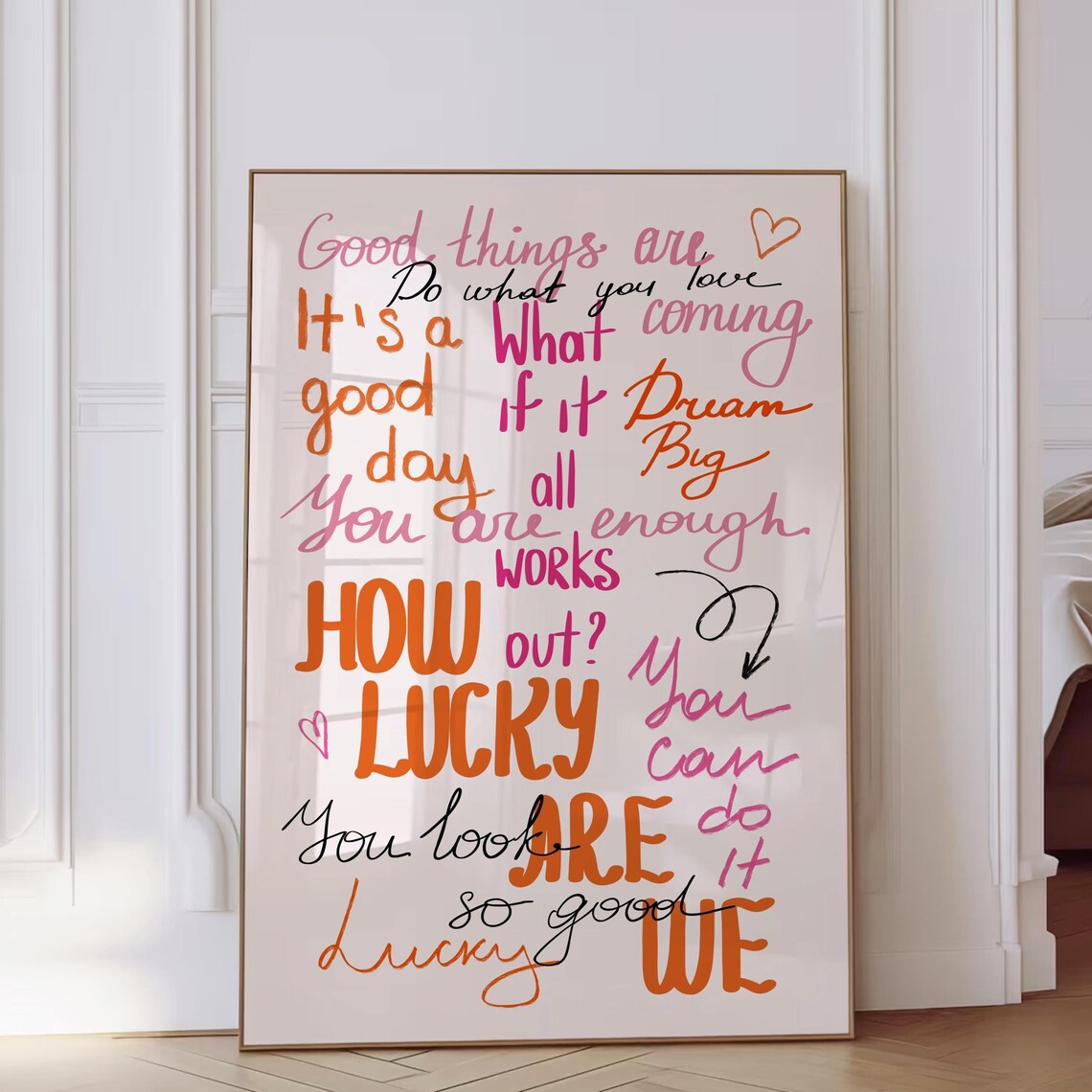 How Lucky Are We Quote, Retro Preppy Wall Art