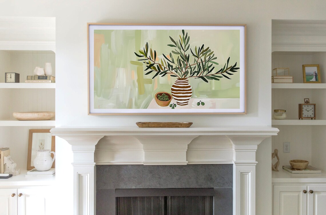 Mediterranean Tablescape Art Print, Olive Branch Still Life - Image 3