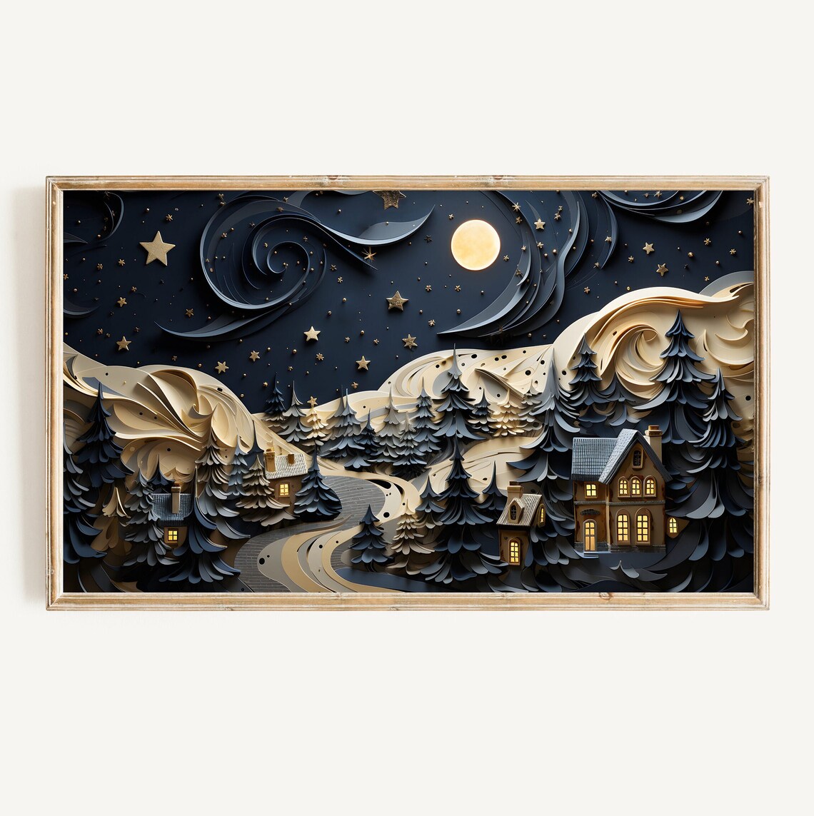 Christmas Village Holiday Houses Winter Art Print