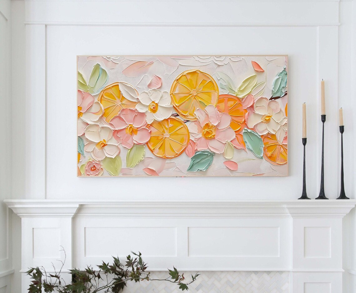 Textured Citrus Floral Art Print, Pop Art Summer - Image 5