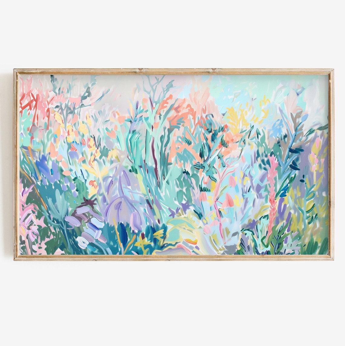 Abstract Pastel Wildflower Garden Teal Purple Textured Poster