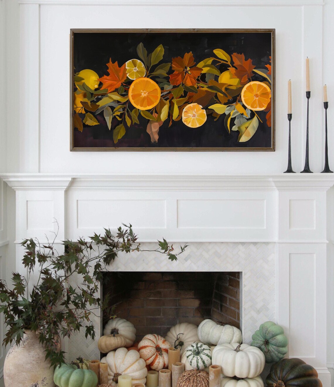 Autumnal Citrus Slice Painting, Thanksgiving Art Print - Image 2