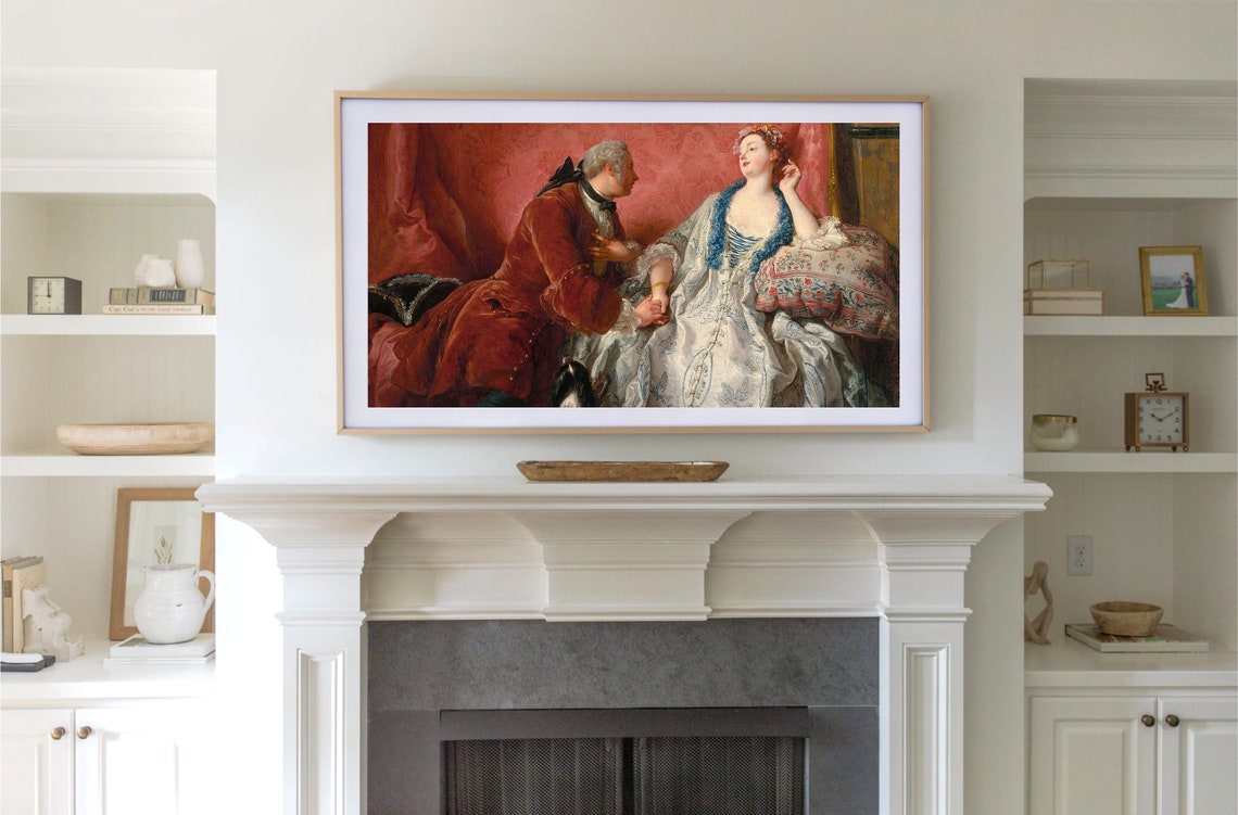 Vintage Rococo Romantic Lovers Couple Painting Spring Wall Art Poster - Image 2