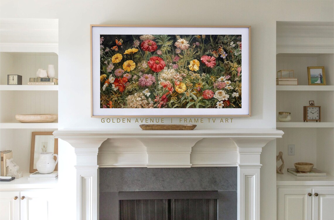 Wildflower Butterfly Garden Spring Dark Botanical Floral Art Wall Poster - Image 3