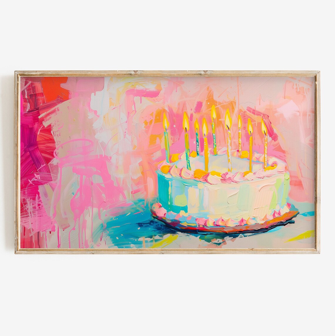 Birthday Cake Art Print, Colorful Birthday Theme