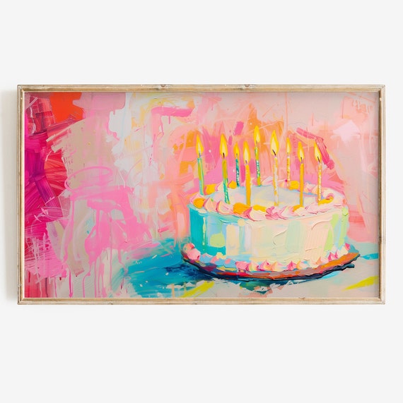 Birthday Cake Art Print, Colorful Birthday Theme