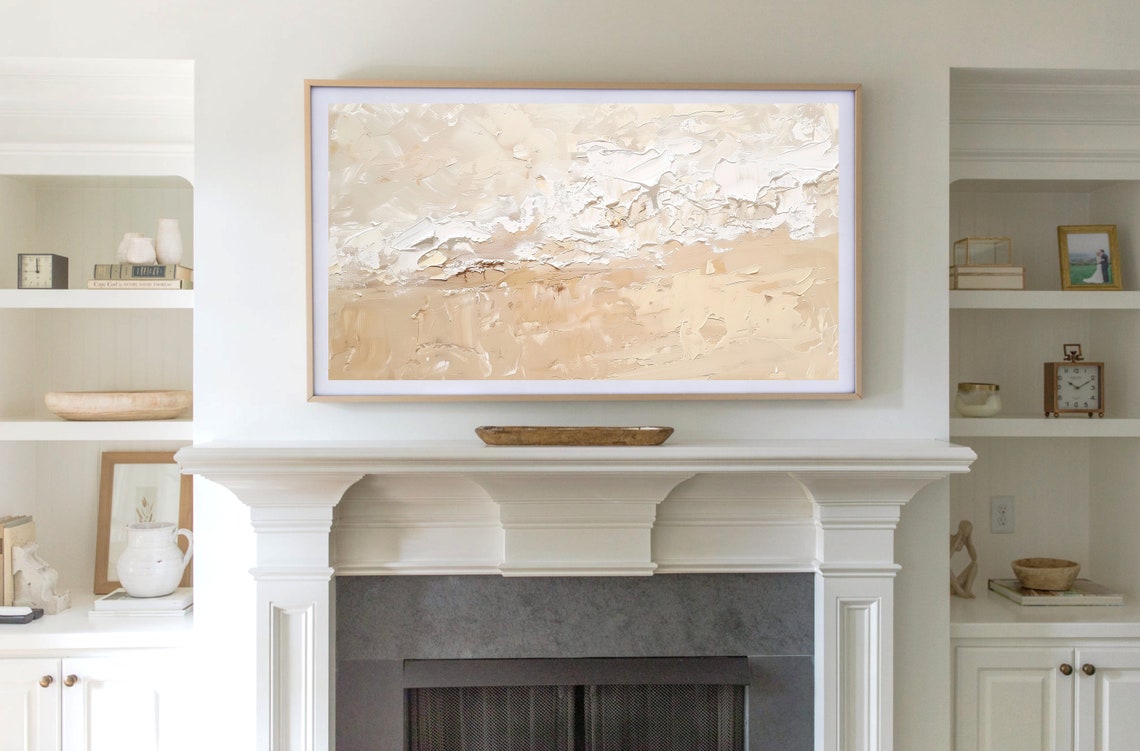 Abstract Textured Ocean Waves Neutral Beige Coastal Art Print Poster - Image 2