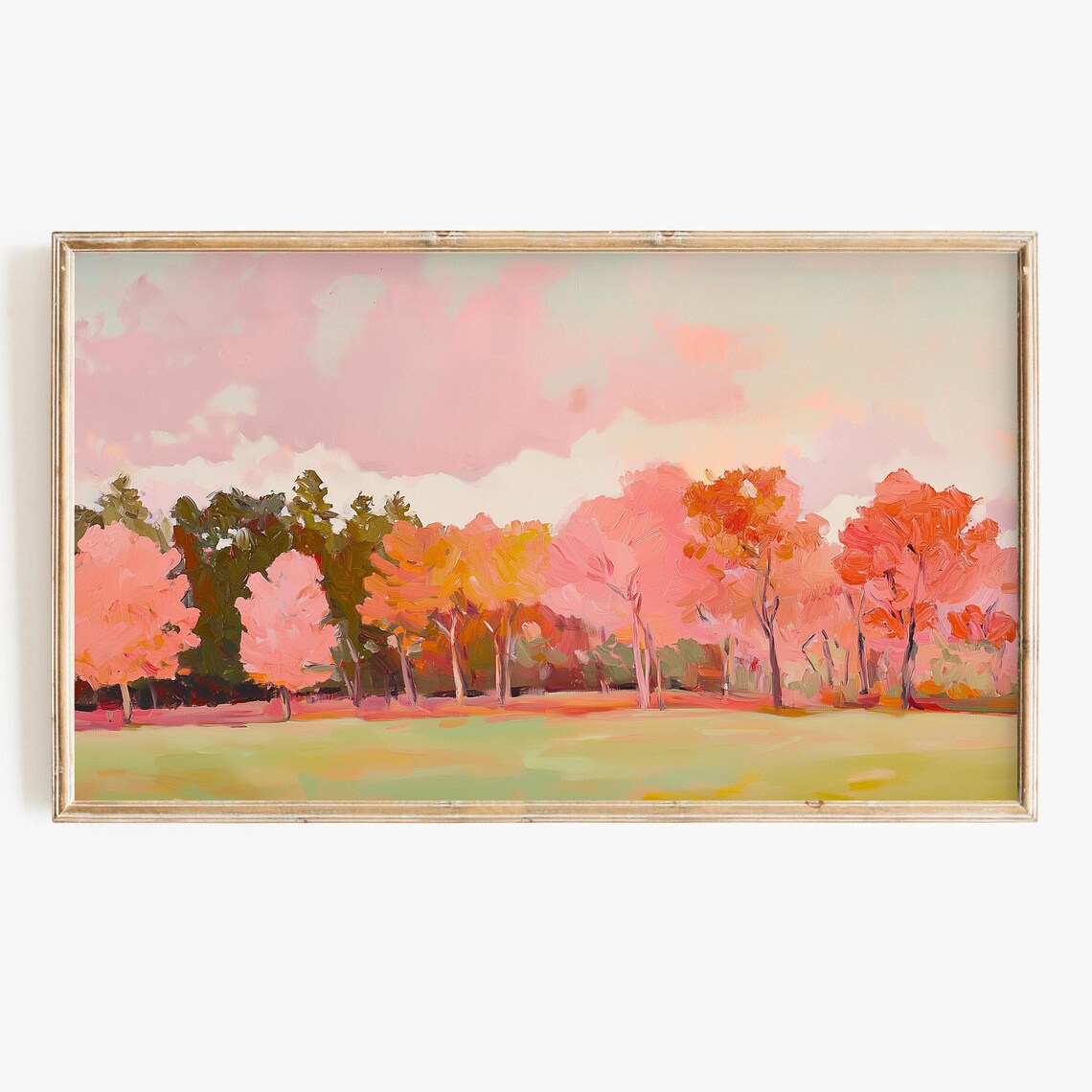 Pink Fall Abstract Landscape Art Print, Autumn