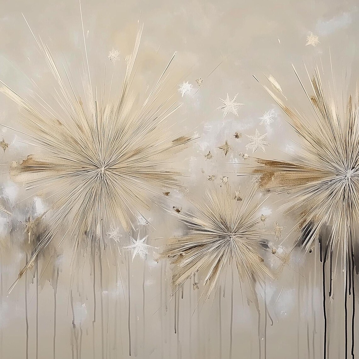 New Years Eve Abstract Firework Art Print, Gold Black - Image 2