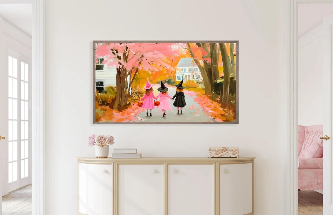 Cute Witch Halloween Art Print, Aesthetic Fall Decor - Image 2