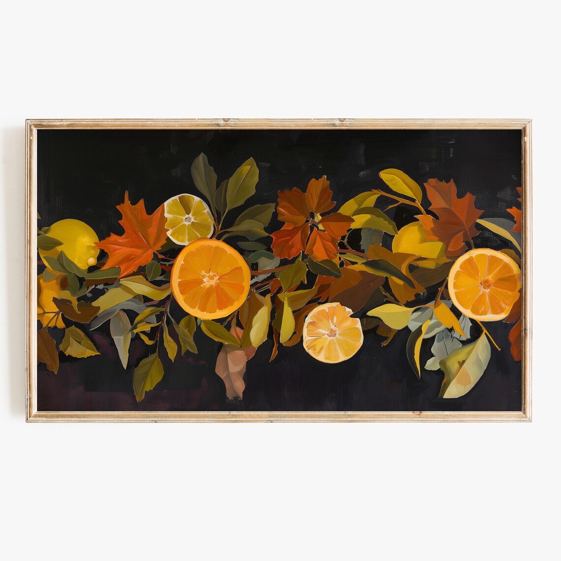 Autumnal Citrus Slice Painting, Thanksgiving Art Print
