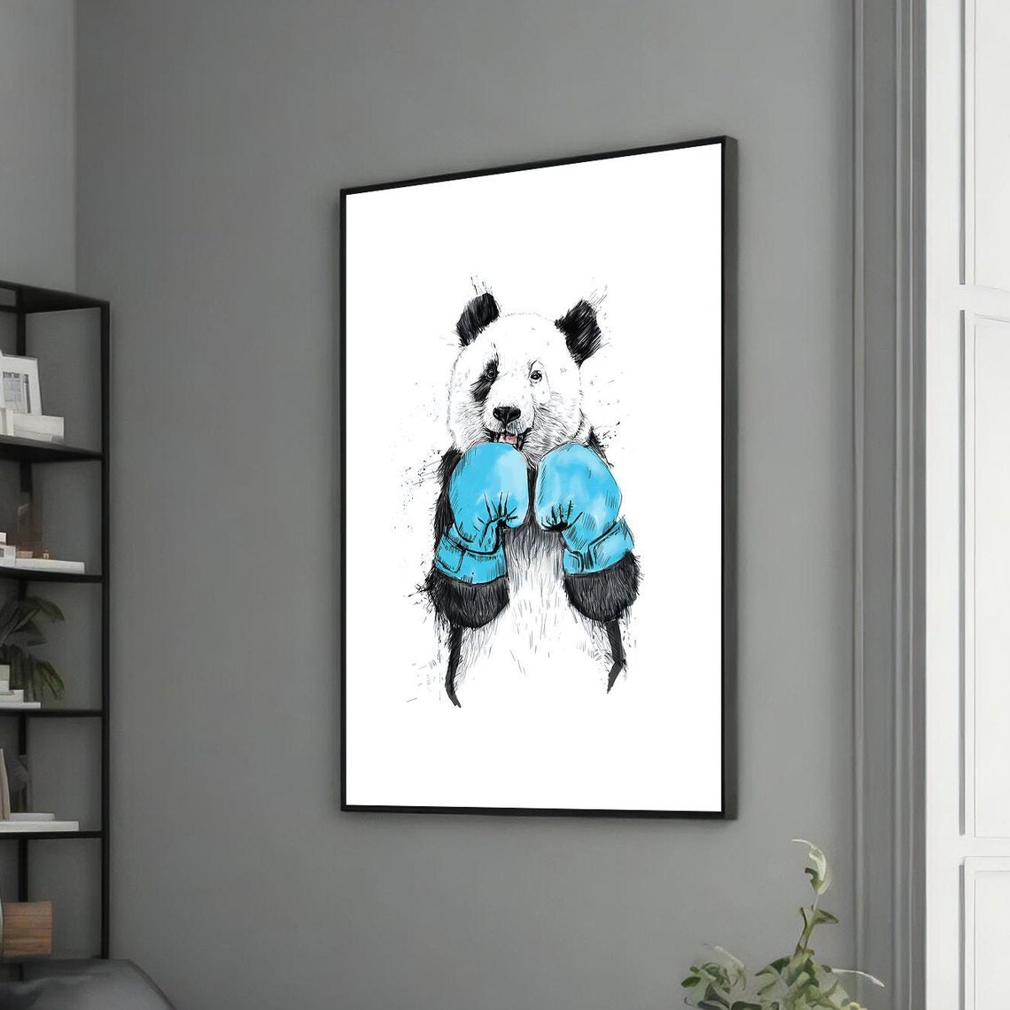 Boxer Panda Painting, Charming Animal Art