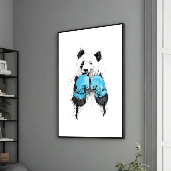 Boxer Panda Painting, Charming Animal Art