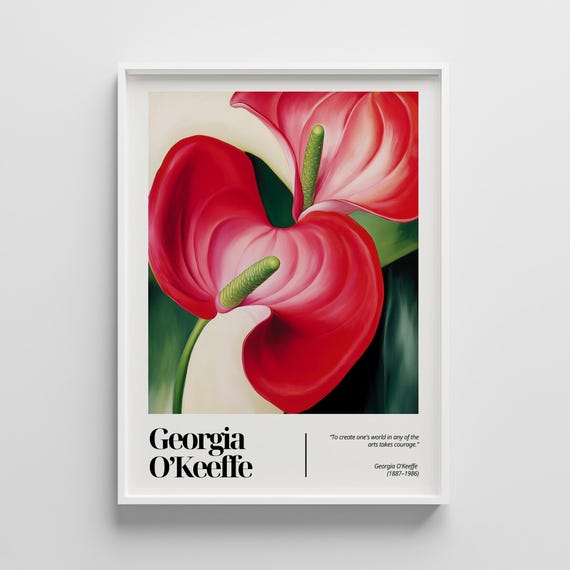 Georgia Okeeffe Red Anthurium Flower Print Botanical Wall Art