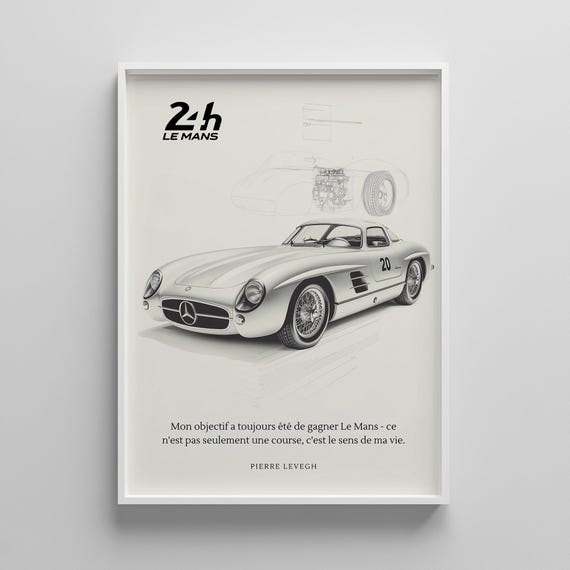 Vintage Mercedesbenz Blueprint Art Classic Car Sketch