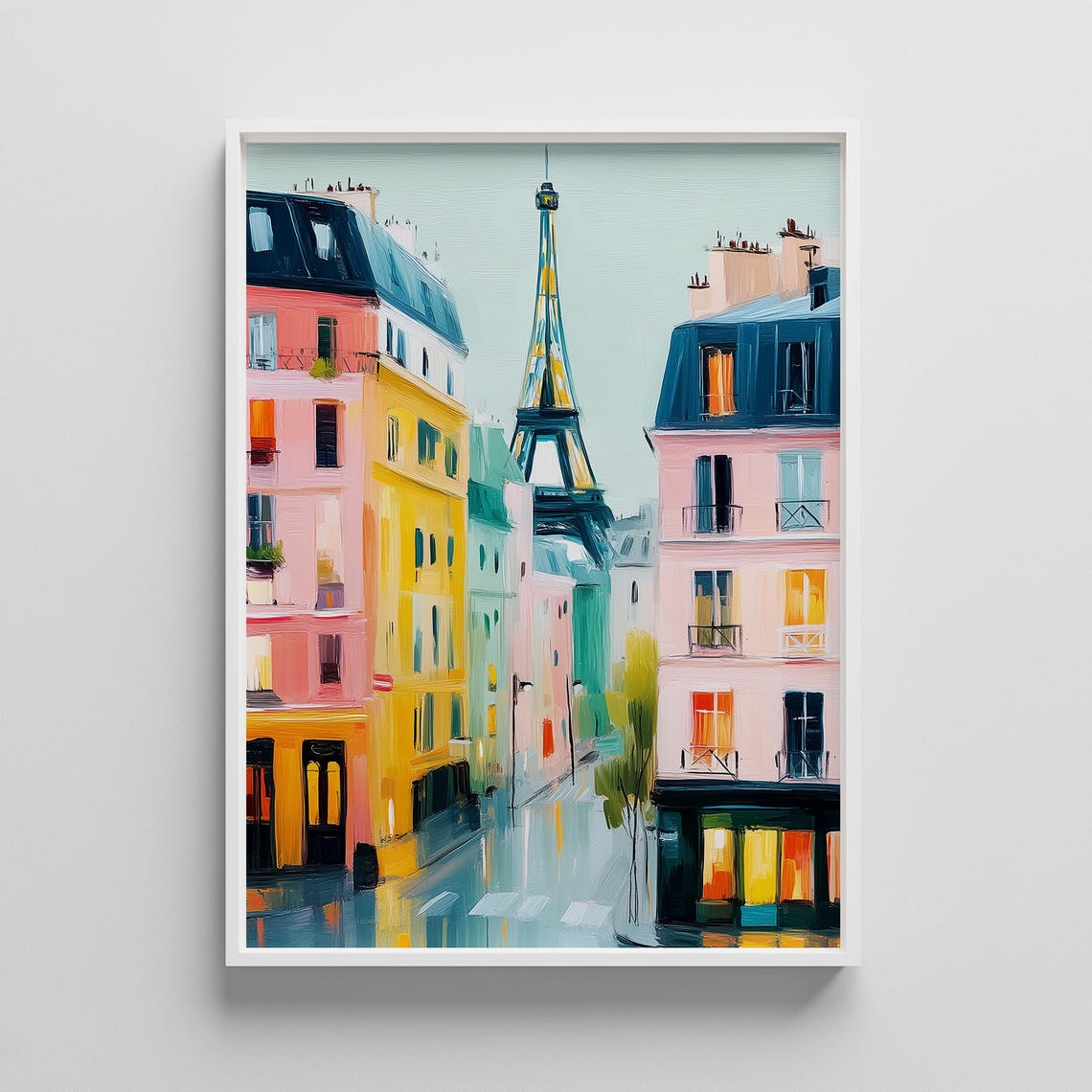 Eiffel Tower Paris Pastel Street Scene Colorful Cityscape Poster
