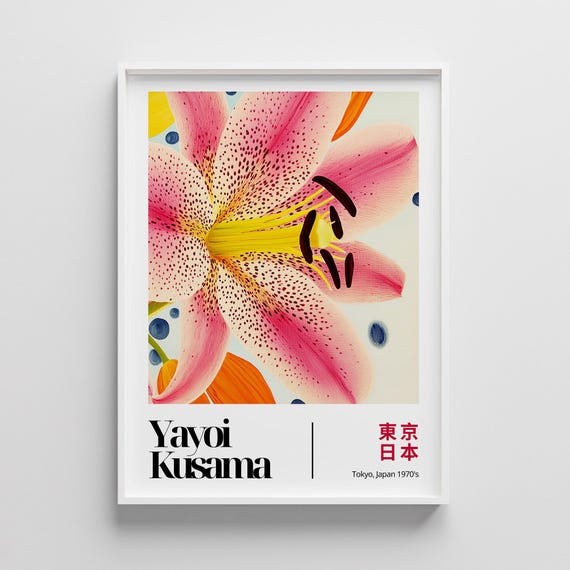 Yayoi Kusama Inspired Floral Print Modern Botanical Wall Art