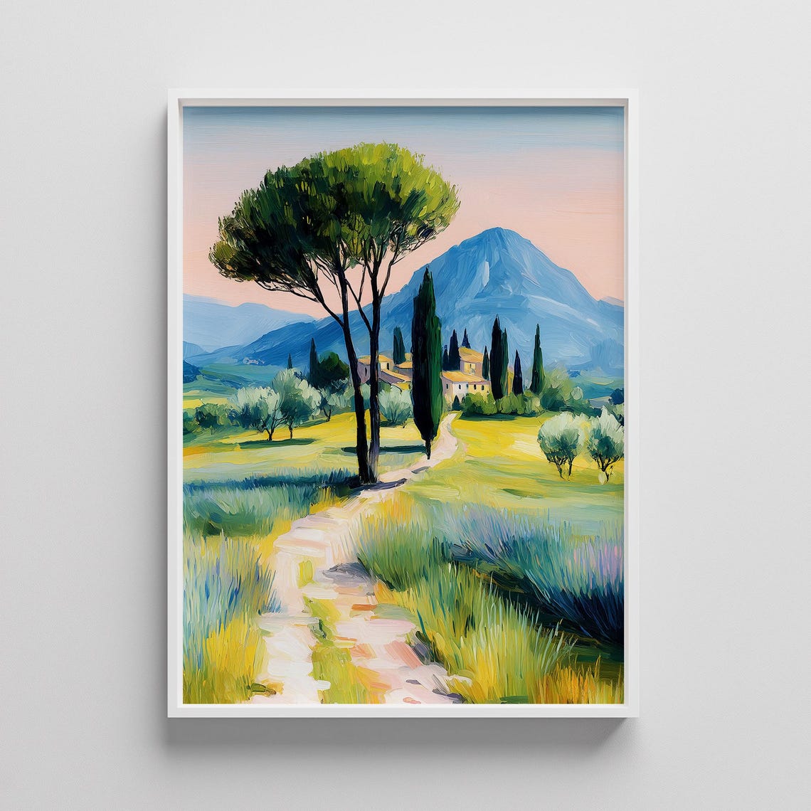 Tuscan Countryside Path With Umbrella Pine And Cypress Poster