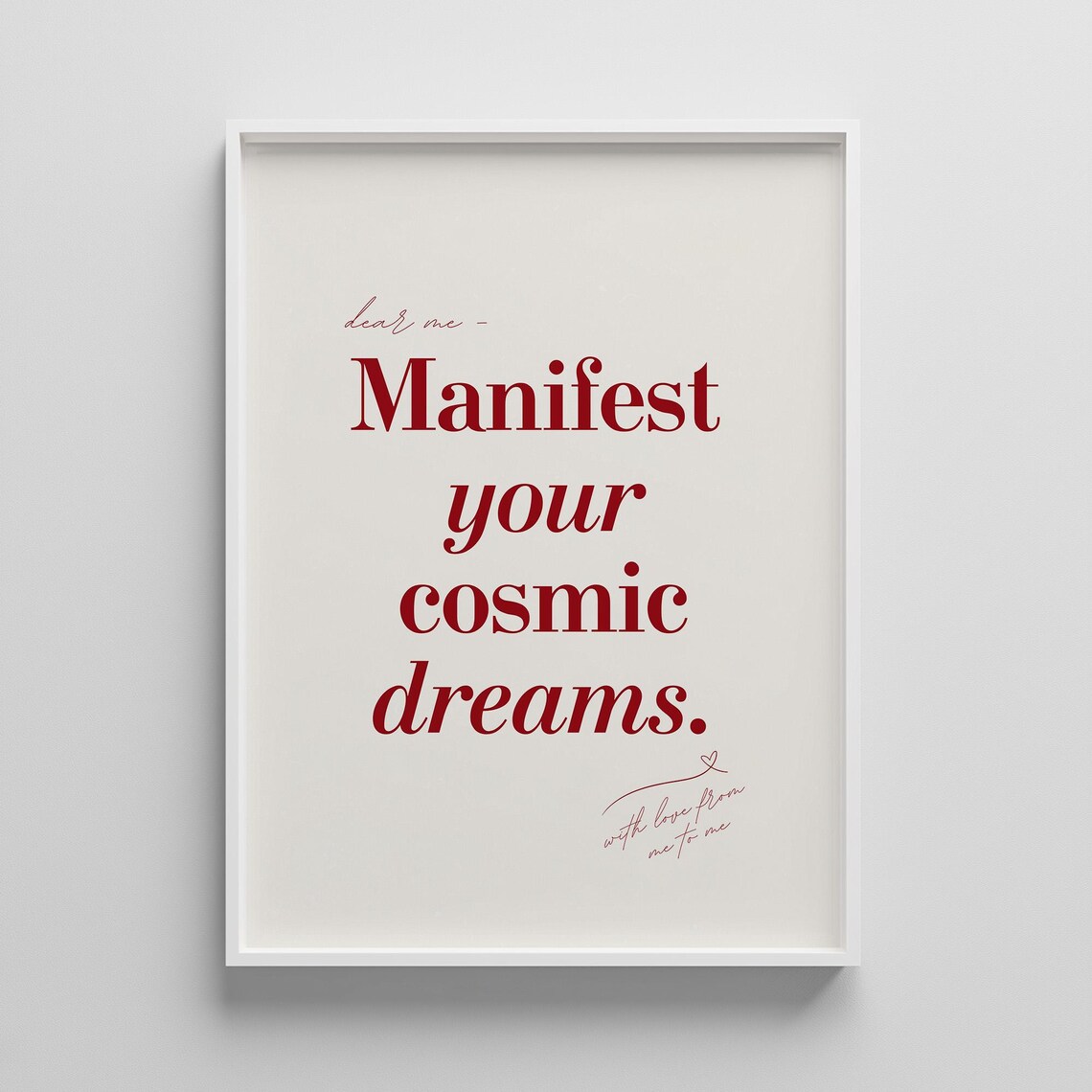 Cosmic Dreams Quote Print Red Typography Affirmation Art