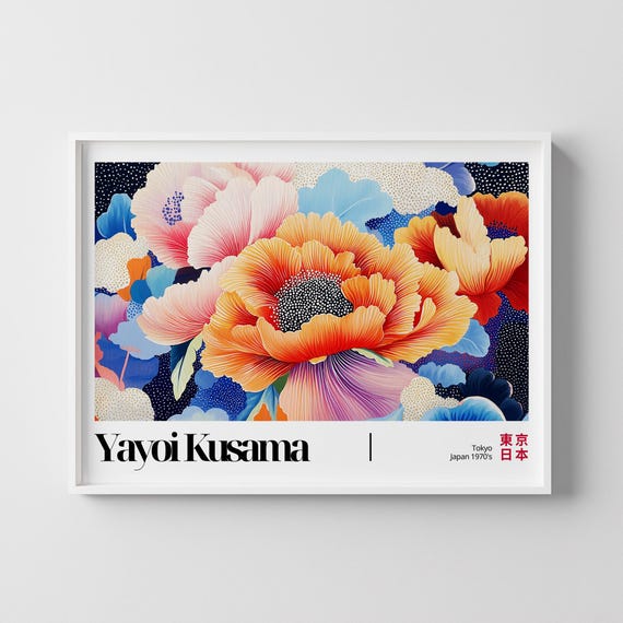 Yayoi Kusama Floral Print Modern Japanese Botanical Art