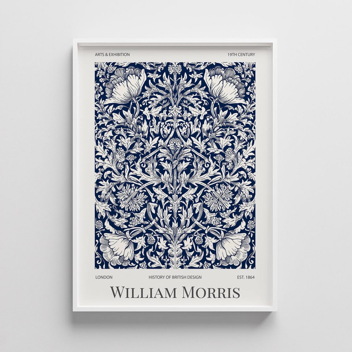 Blue Willow Branch Botanical Print William Morris Style Floral Art