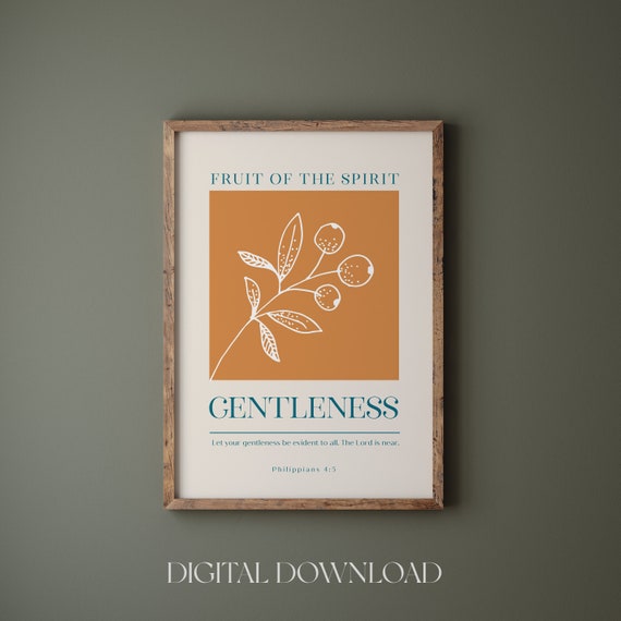Fruit Of The Spirit Wall Art Print Galatians 522 Christian Wall Art Scripture Wall Art Gentleness Bible Verse Print