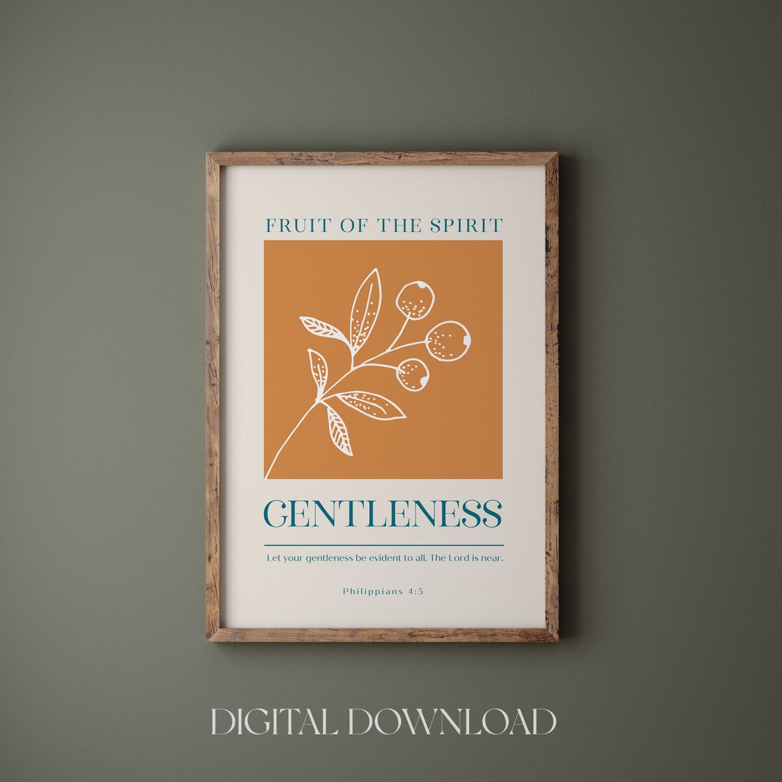 Fruit of the Spirit Gentleness Philippians 4:5 Botanical Art Print