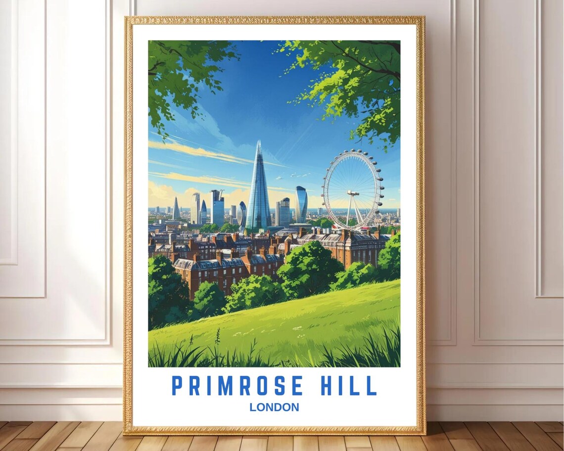 Primrose Hill London Skyline Shard Eye City View Travel Poster