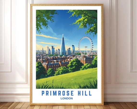 Primrose Hill London Skyline Shard Eye City View Travel Poster